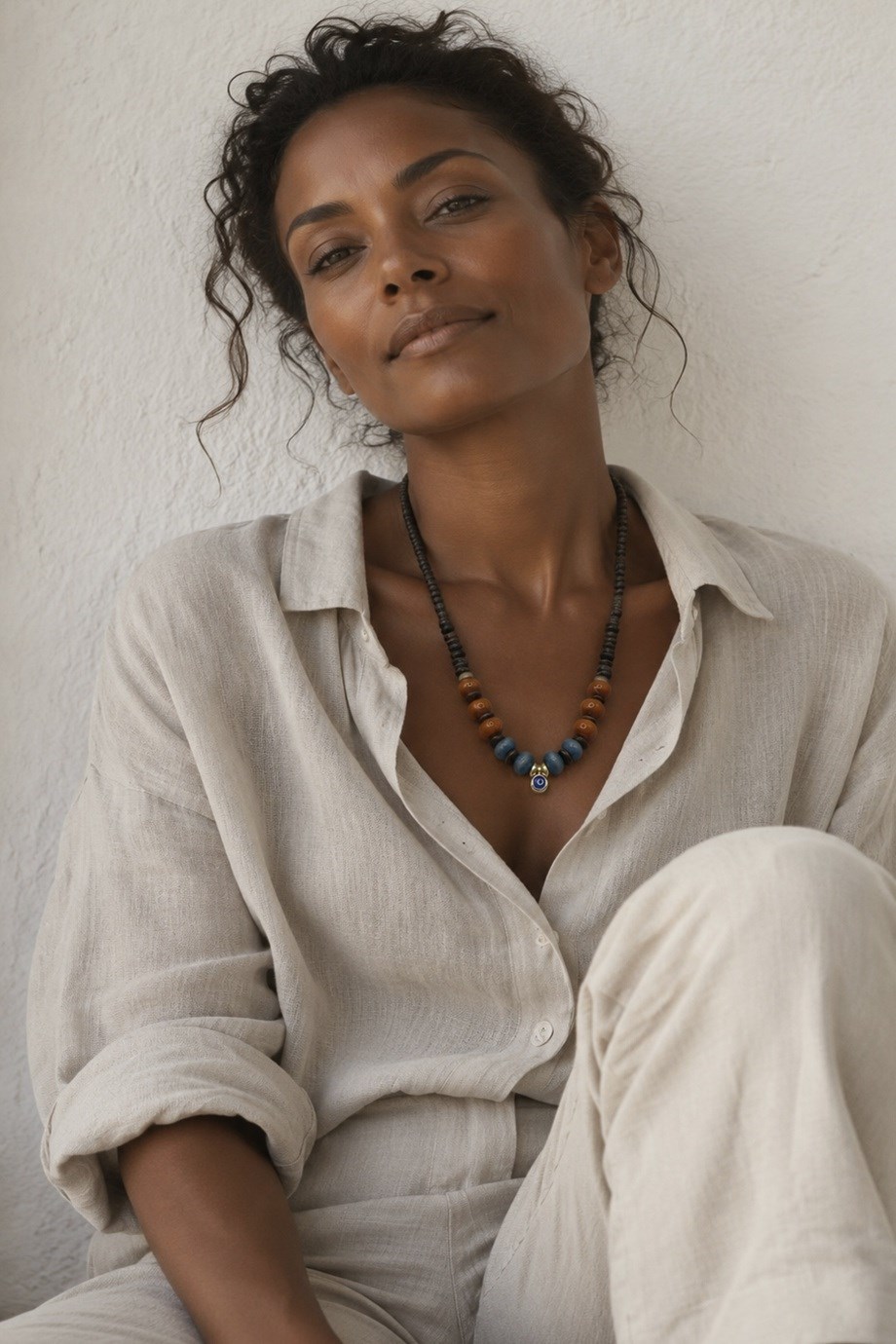 Love Natural Elegance Necklace with Evil Eye Bead