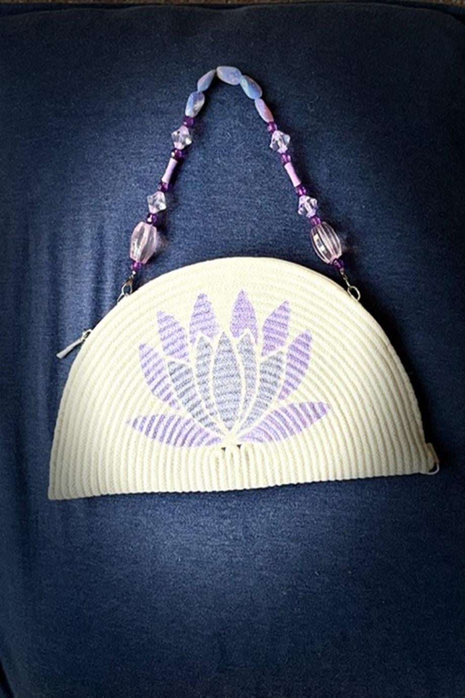 Mystic Metalic Lotus, Hand Painted Organic Bag