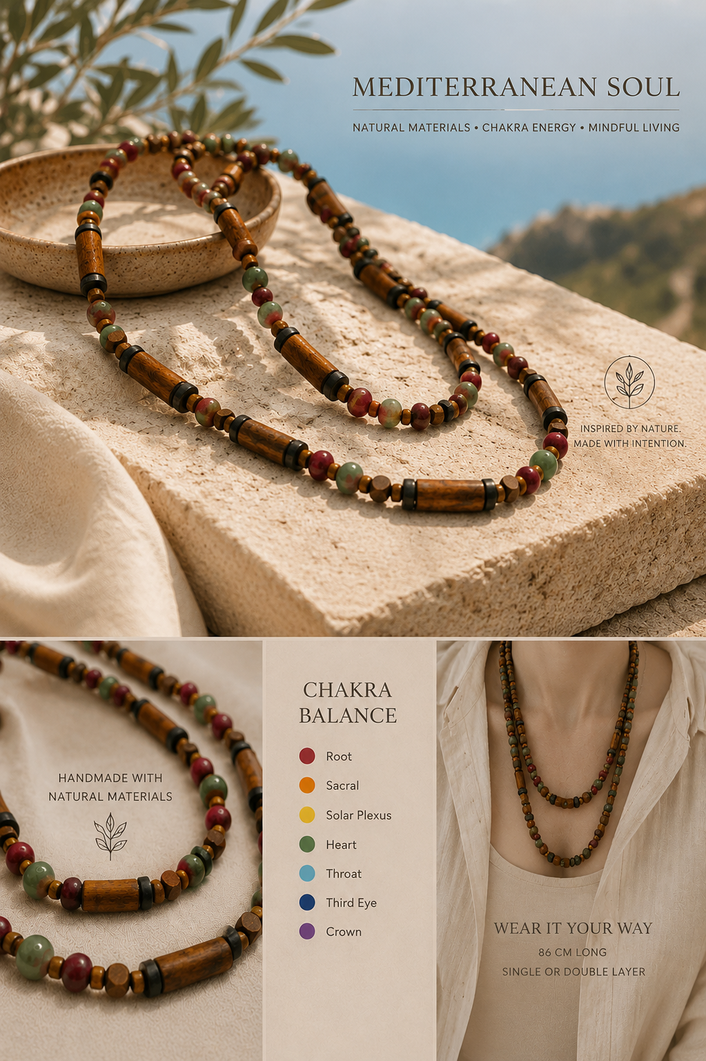 Natural Long Chakra Colours Handmade Necklace