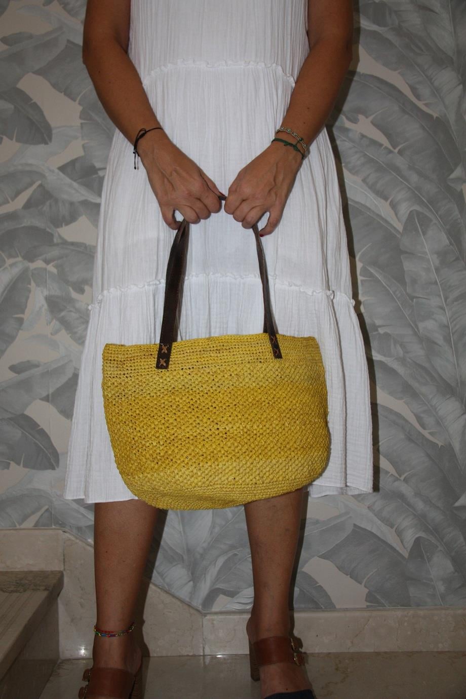 Natural Straw Summer Yellow Bag