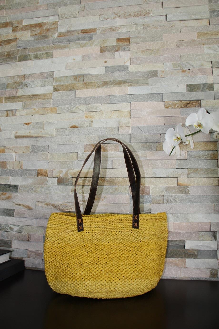 Natural Straw Summer Yellow Bag
