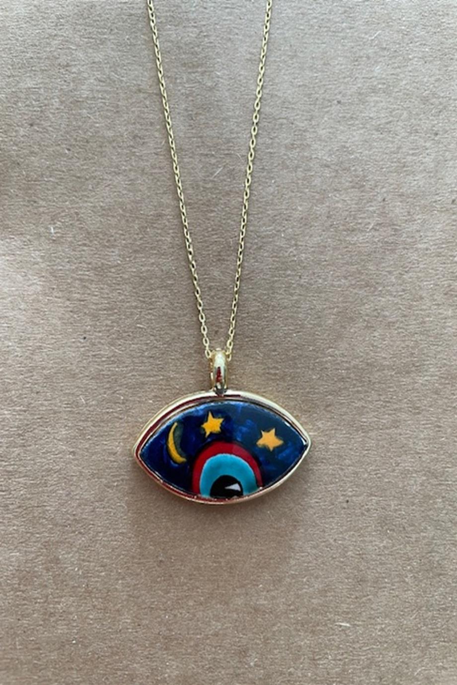 Night Eye Ceramic Amulet Necklace