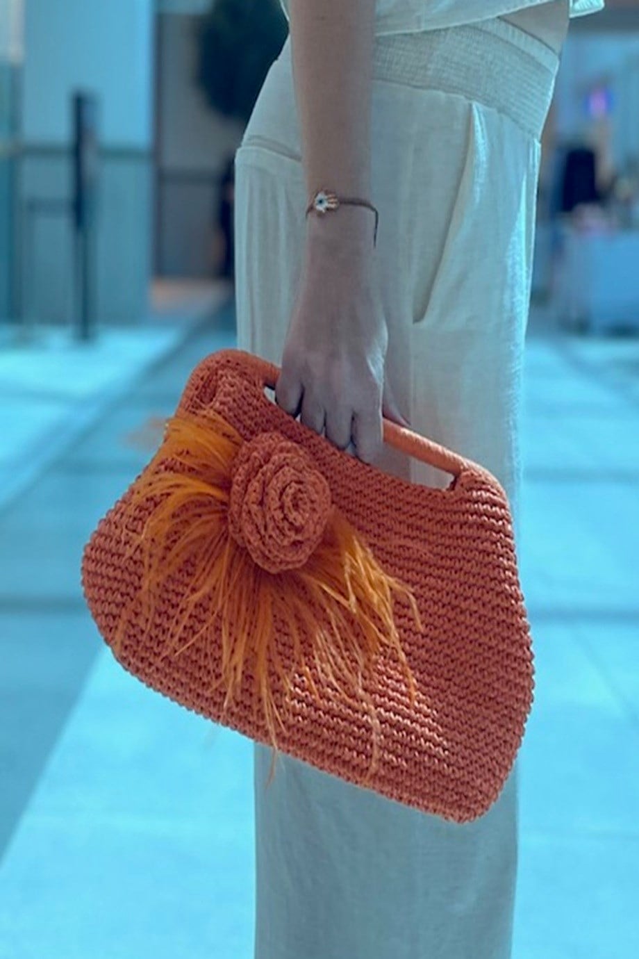 Otris Feathered Crochet Handbag