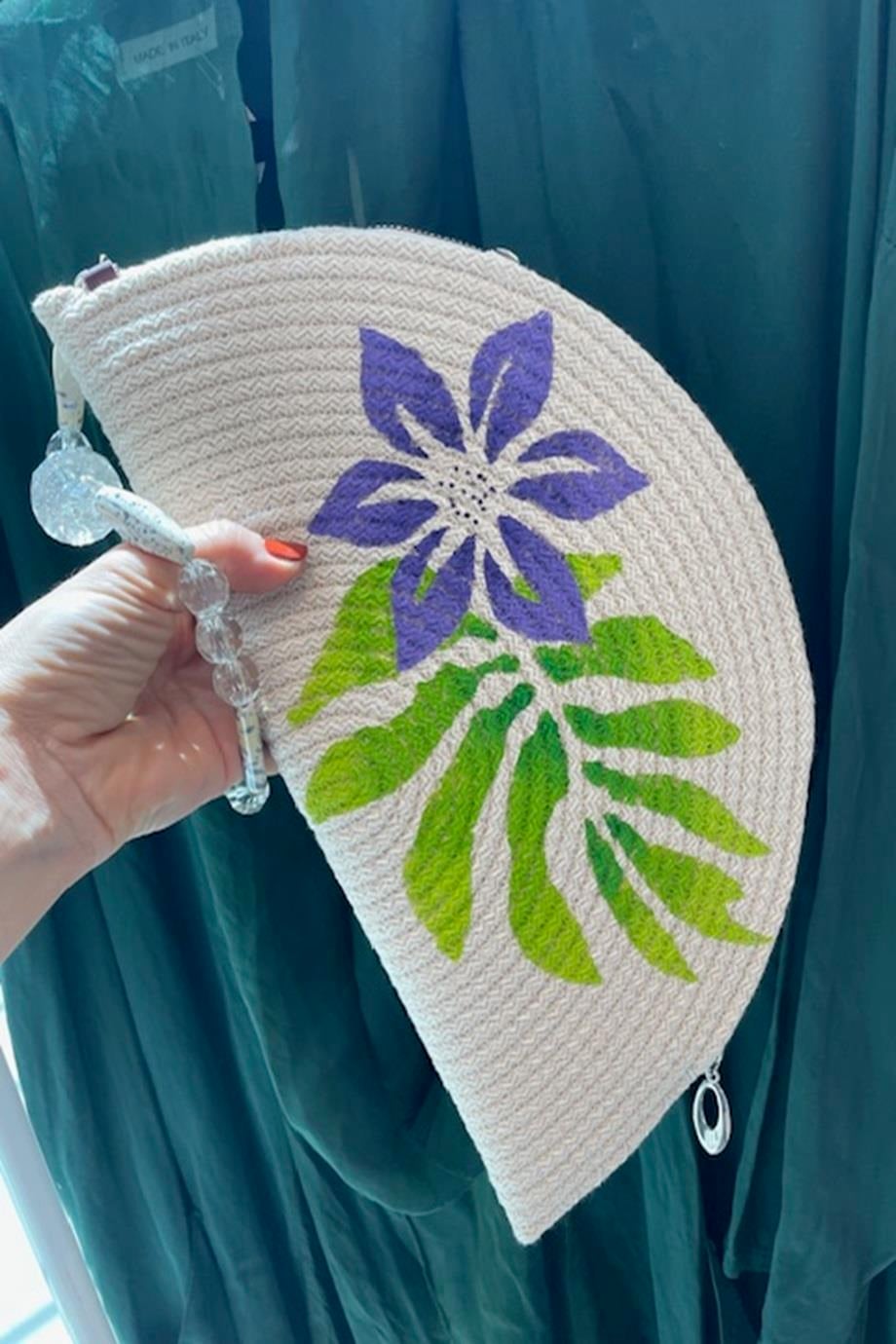 Purple Frangipani  Handpainted  Clutch