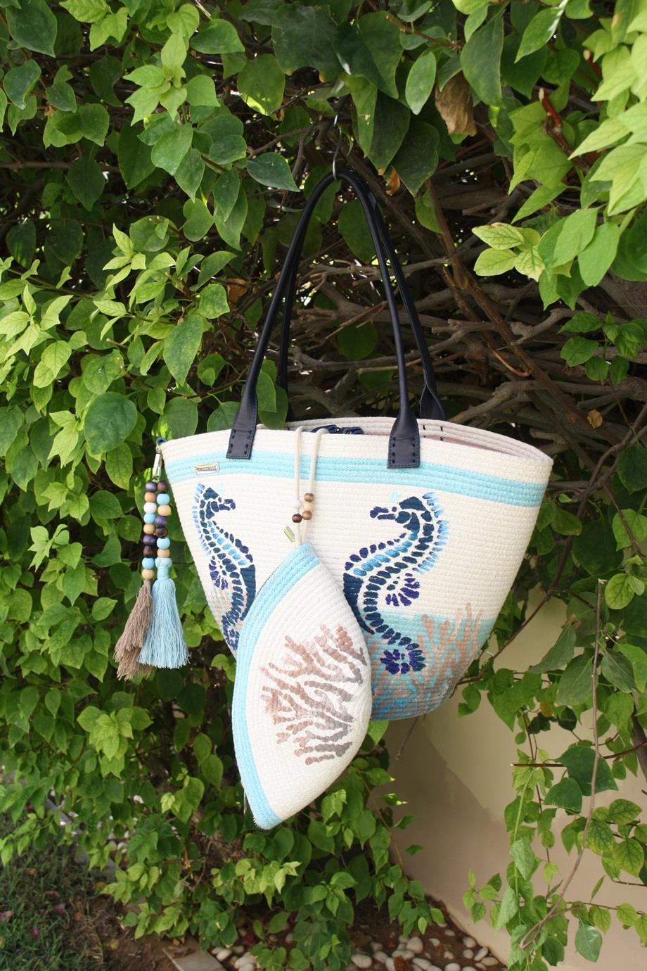 Seahorse Love Handmade Tote Bag & Matching Pouch