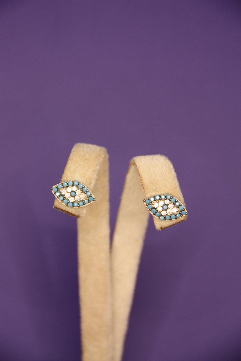 Sparkly Zircon & Silver Evil Eye Earrings