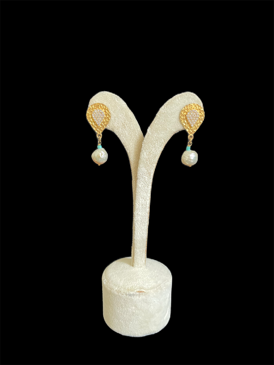 Sterling Silver Bridal  Pearl Earrings 