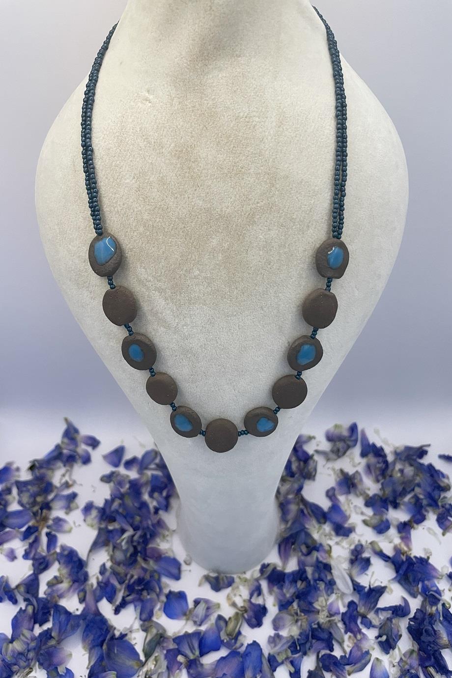 Stylish Blue Handmade Natural Clay Necklace
