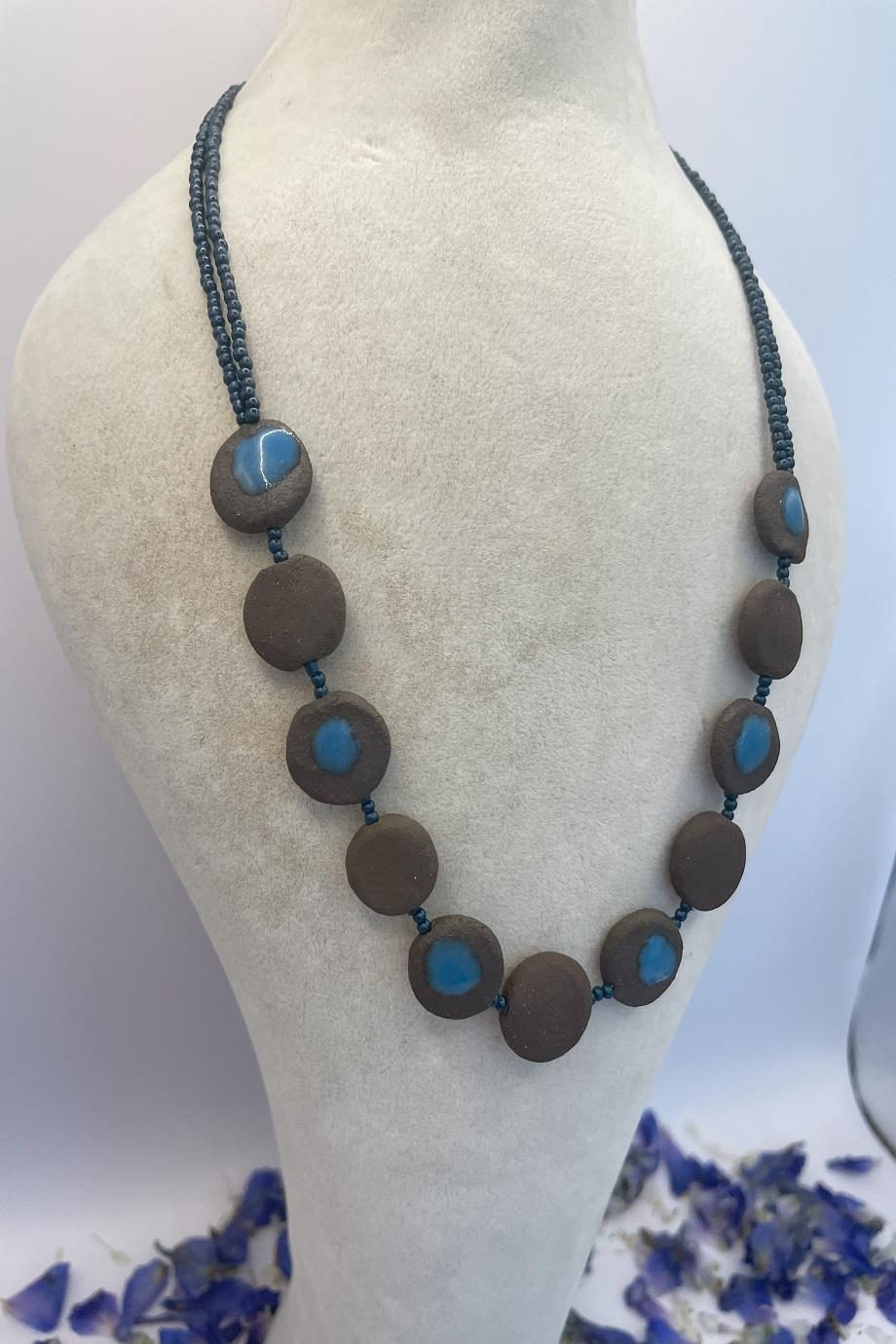 Stylish Blue Handmade Natural Clay Necklace