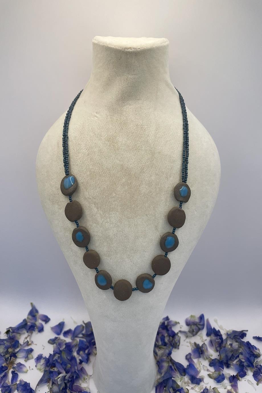 Stylish Blue Handmade Natural Clay Necklace
