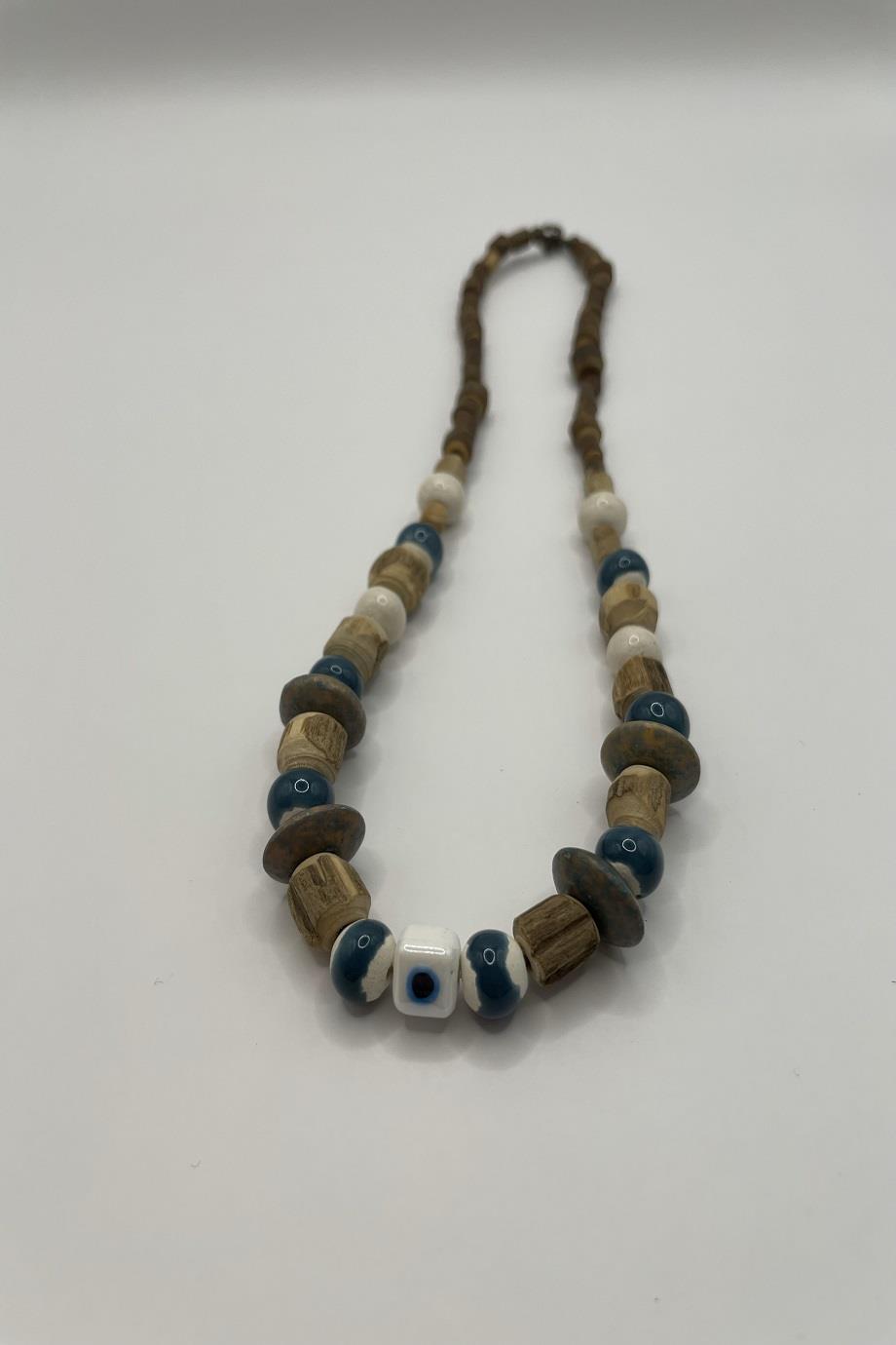 Gratitude Necklace Handmade Tulsi and Clay Bead