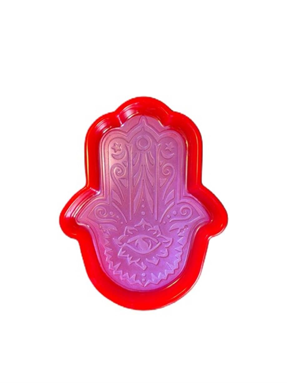 Hamsa Tray, Handmade Epoxy, Red & Purple