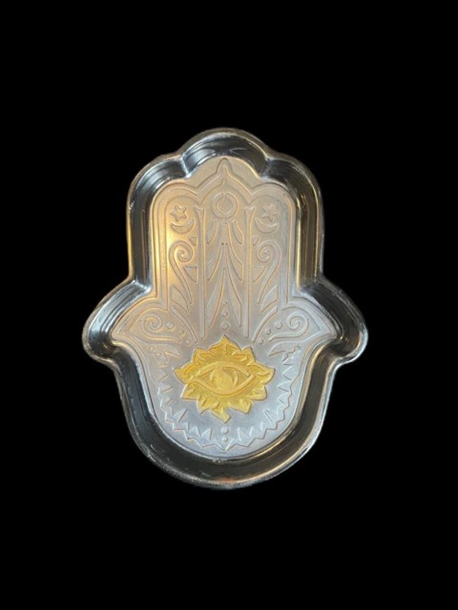 Hamsa Tray, Handmade Epoxy, Black & Gray