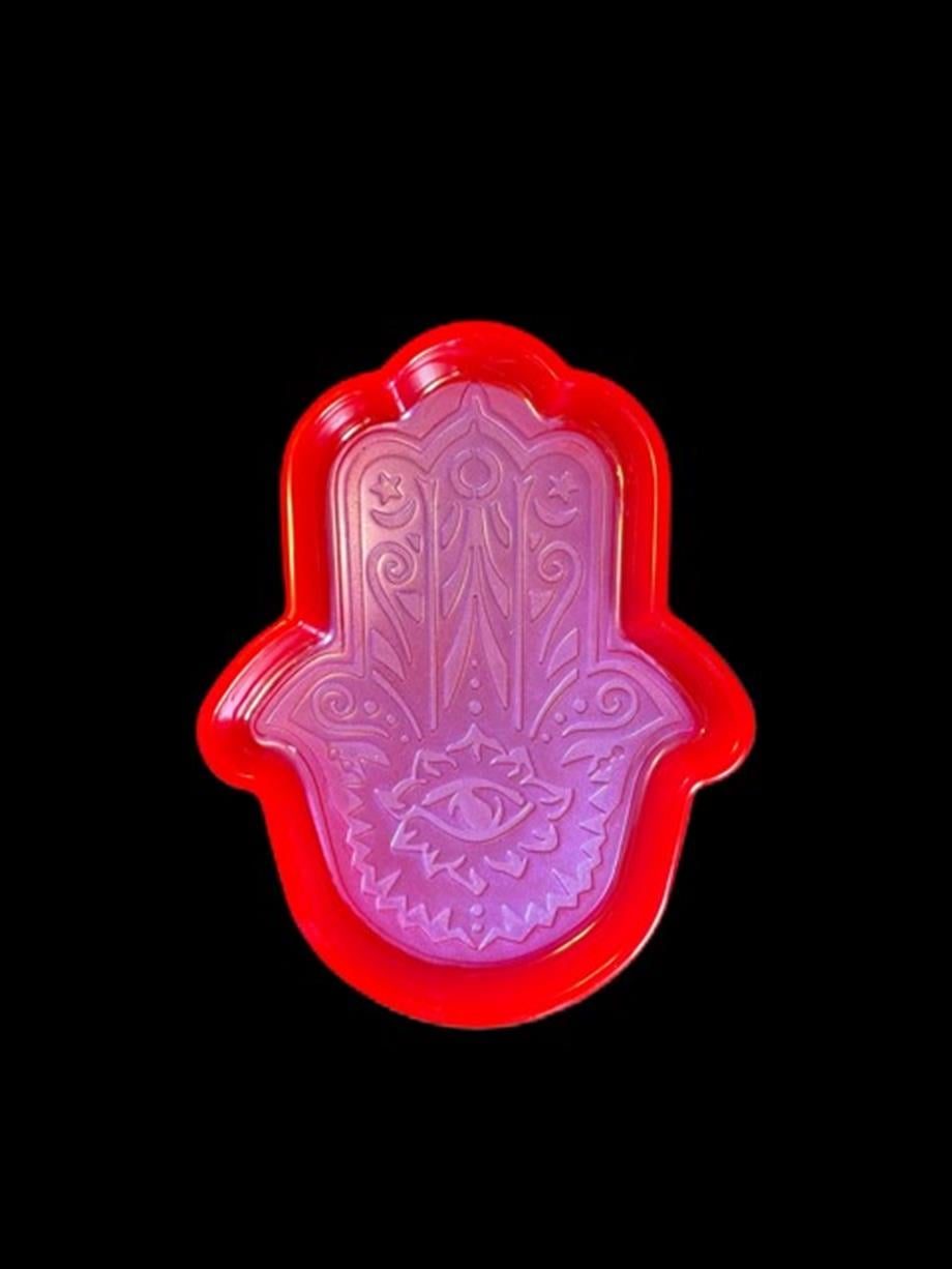 Hamsa Tray, Handmade Epoxy, Red & Purple