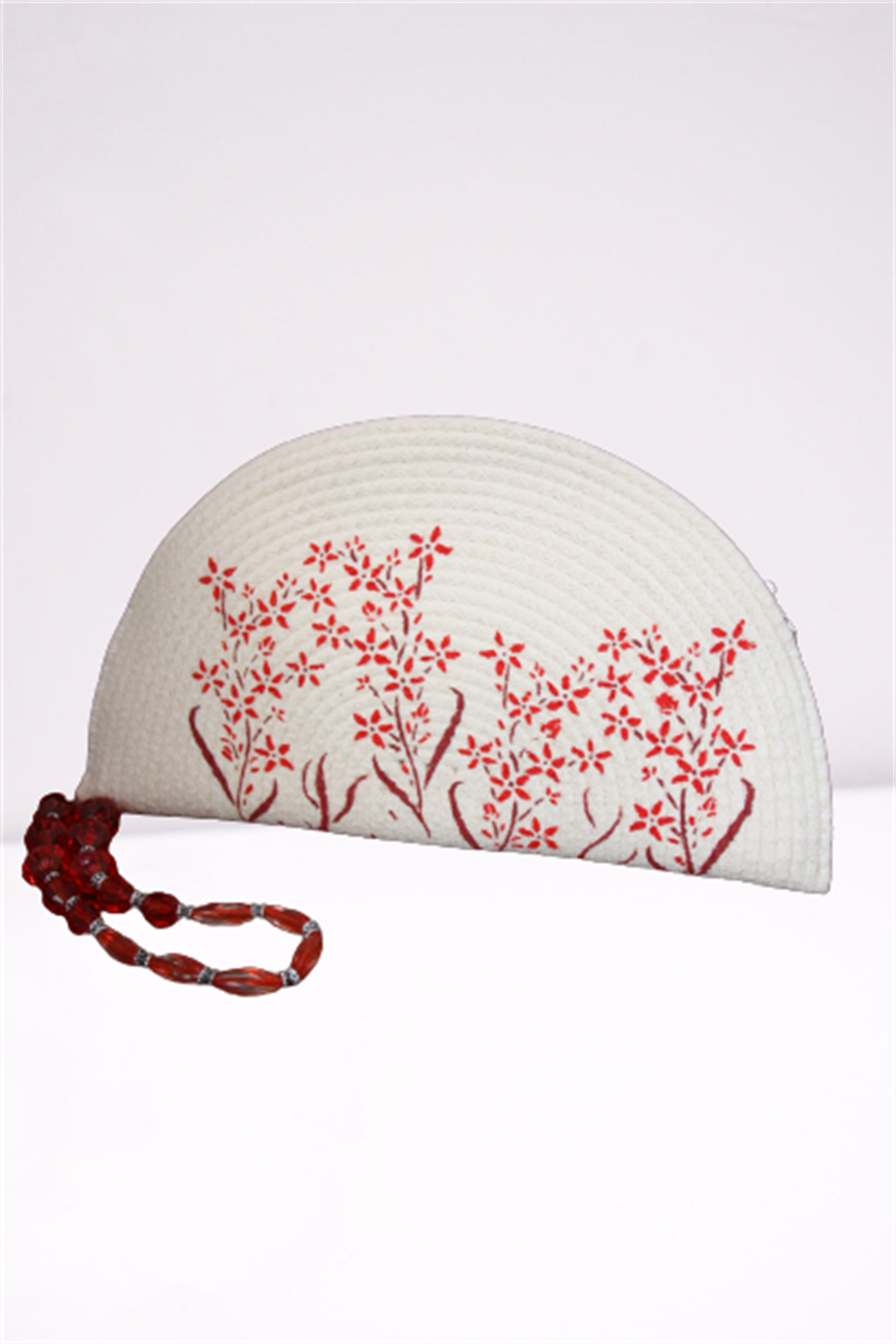 Tiny Red Flowers Handpainted Clutch 