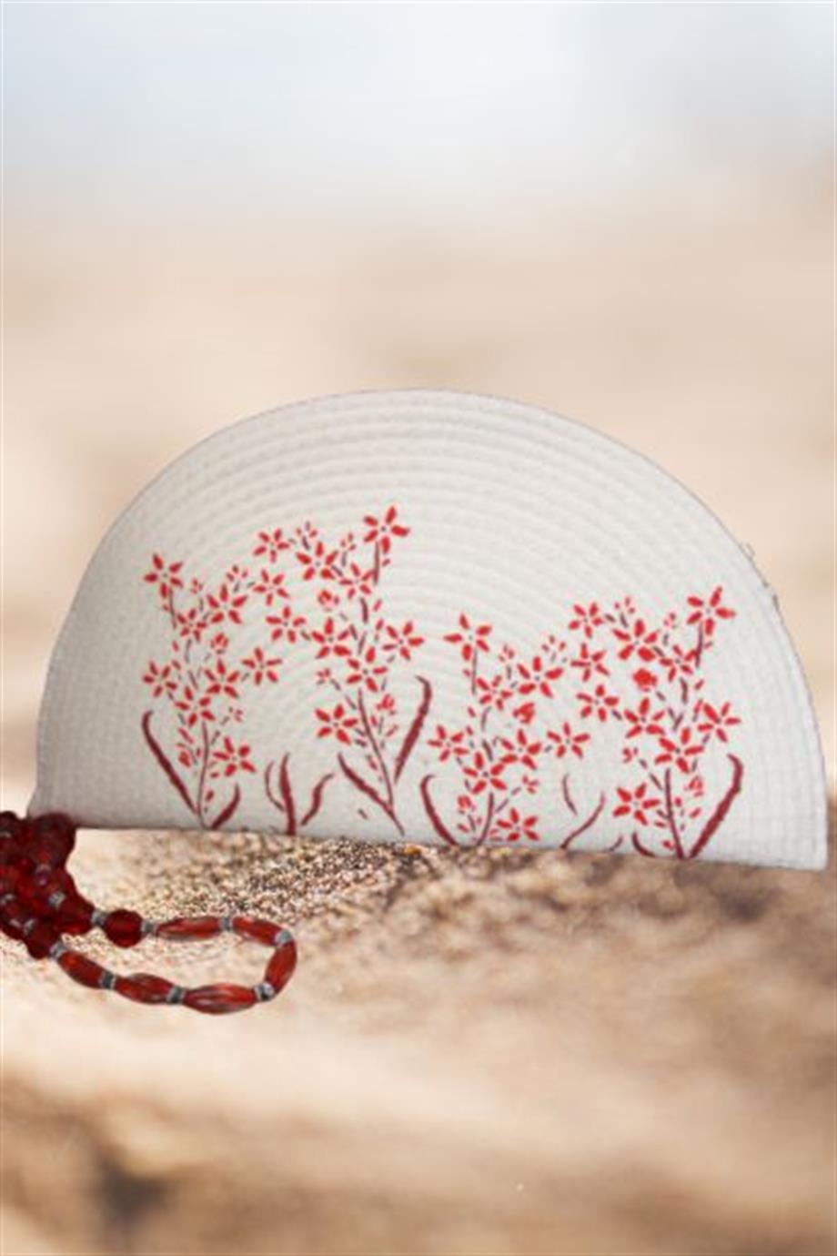 Tiny Red Flowers Handpainted Clutch 