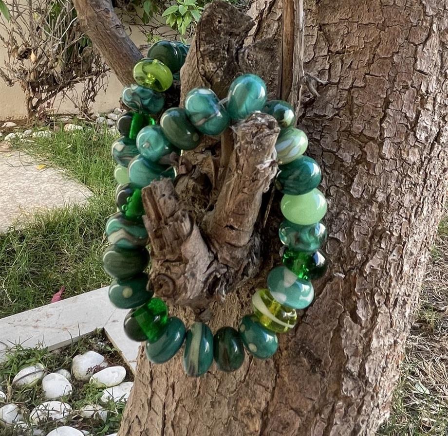 Tones of Green Murano Glass Bracelet