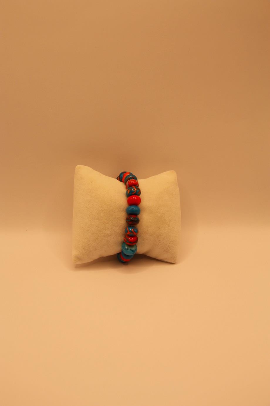 Turquoise and Orange Handmade Murano Bracelet