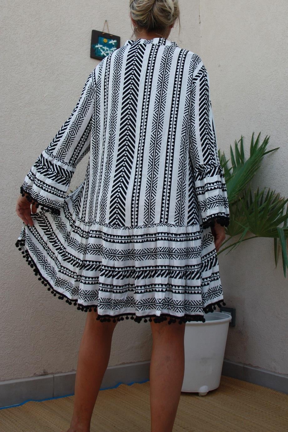 Women Casual Dress Geometric Design Black & White