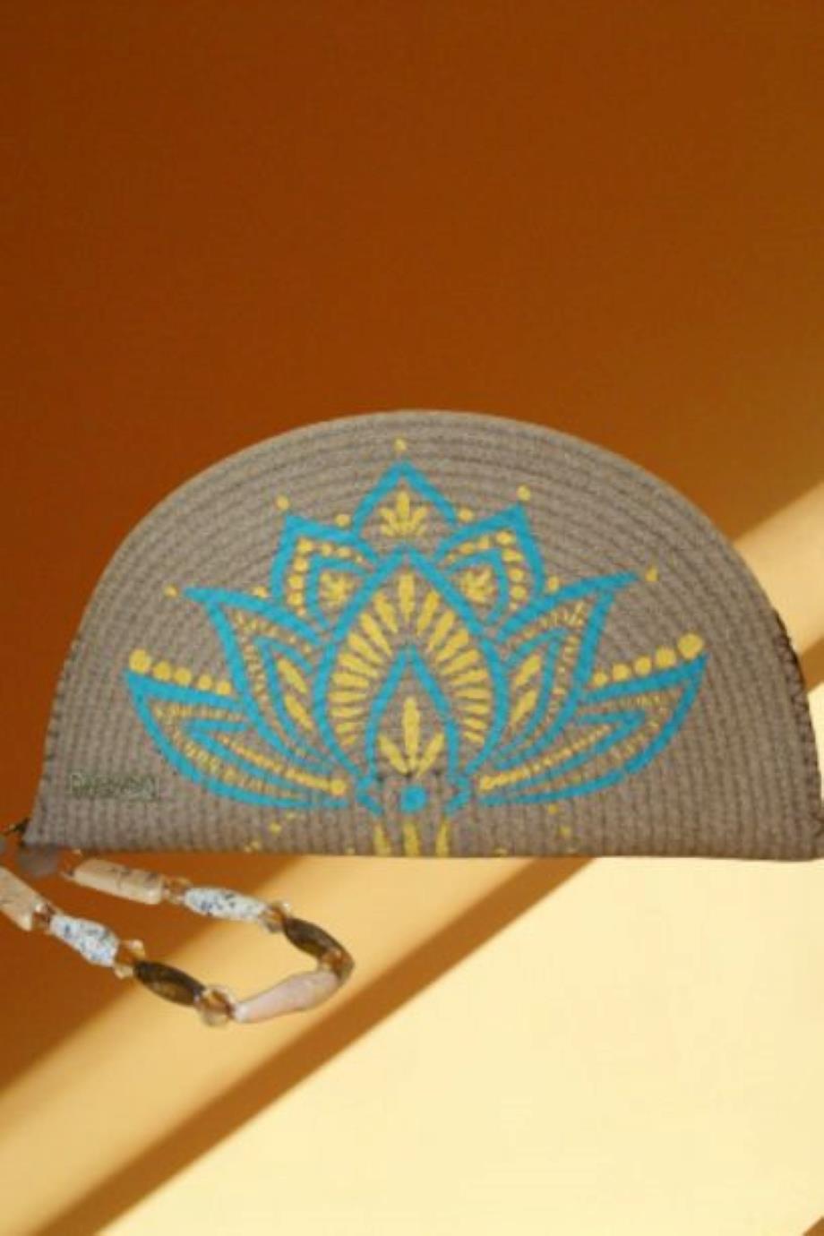Yellow-Blue Blooming Lotus Clutch
