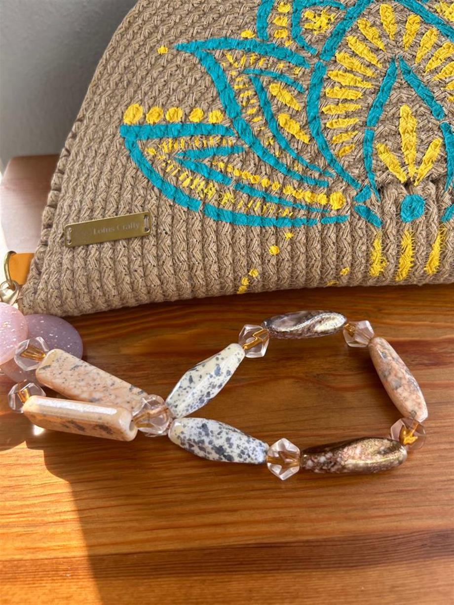 Yellow-Blue Blooming Lotus Clutch