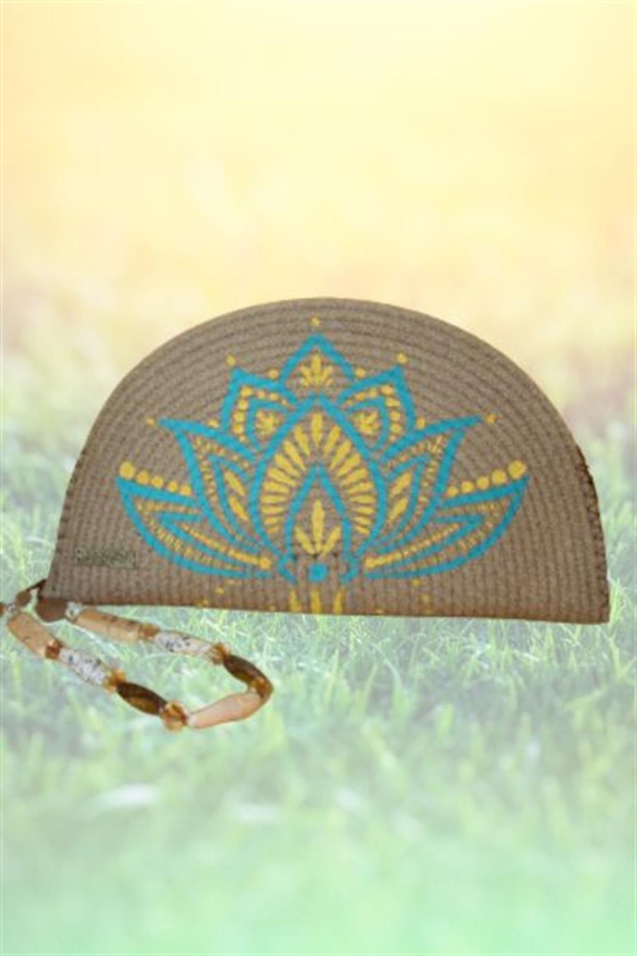 Yellow-Blue Blooming Lotus Clutch