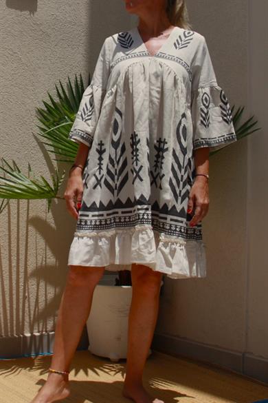 Black Spike A-Line Natural Design Midi Dress