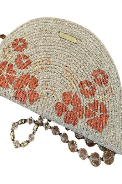 Bronze Flowers Embellished Handmade Clutch