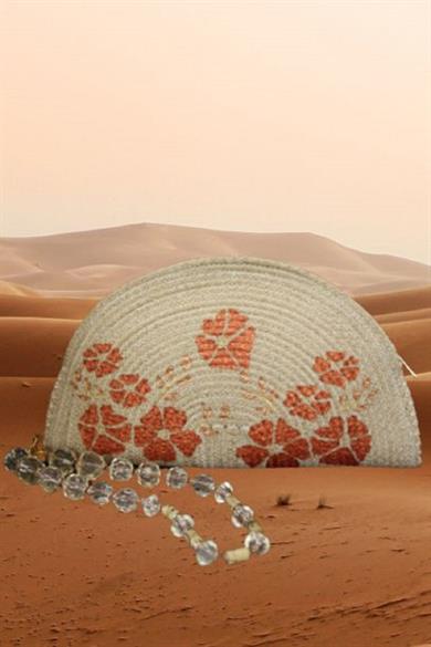 Bronze Flowers Embellished Handmade Clutch