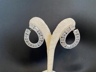 Captivating Baguette Curves, Sterling Silver Earrings