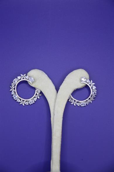 Circle of Bright Flowers Sterling Silver Hoop Earrings 