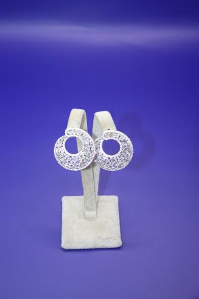 Crescend Clear Baguette Sterling  Silver Earrings