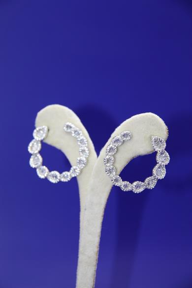 Diamond White Zirconia Sterling Silver Stud Earrings