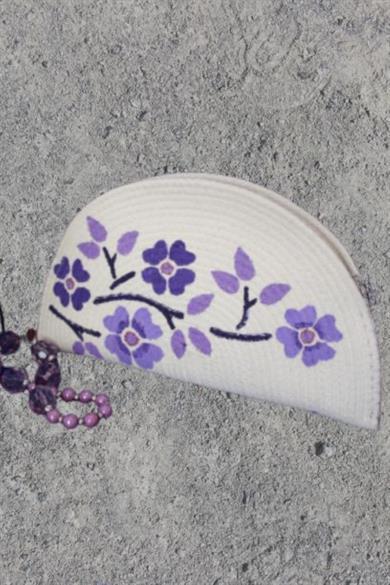 Dreamy Purple Flowers Handpainted Clutch