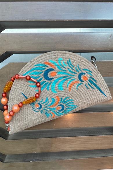 Elegant Peacock Feather Clutch Bag