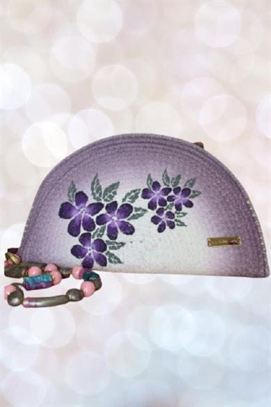 Exclusive Purple Flowers, Handmade Clutch