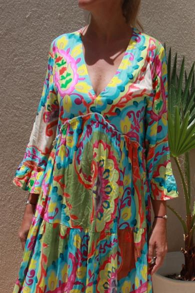 Floral Design Crepe Maxi Dress