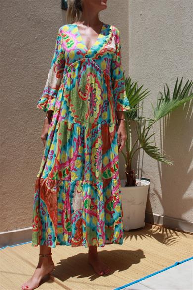 Floral Design Crepe Maxi Dress