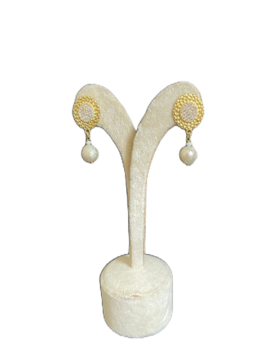 Gold Plated Long Drop Pearl Earrings