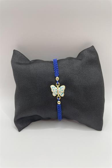 Gold Plated White Enamel Butterfly Bracelet