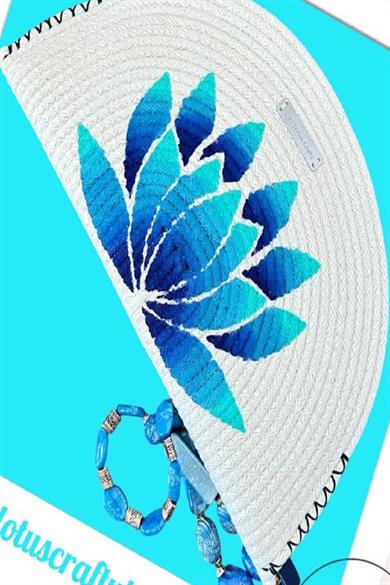 Hand Painted Blue Lotus on The Clutch