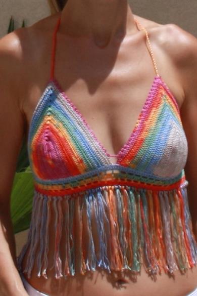 Handmade Boho Crochet Colourfull Crop Top