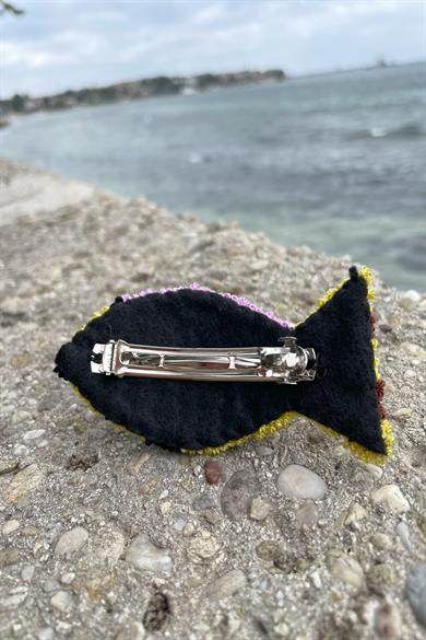Handmade Embroidered Fish Hair Clip