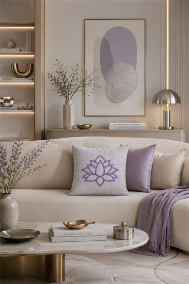 Handmade Lotus Pillow Cover