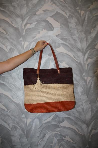 Handmade Straw Casual Bag with Genuine Leather Straps