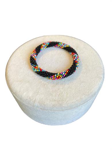 Knitted Handmade Bracelet Multicoloured Black
