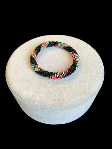 Knitted Handmade Bracelet Multicoloured Black