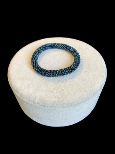 Knitted Handmade Bracelet Chatoyant Blue