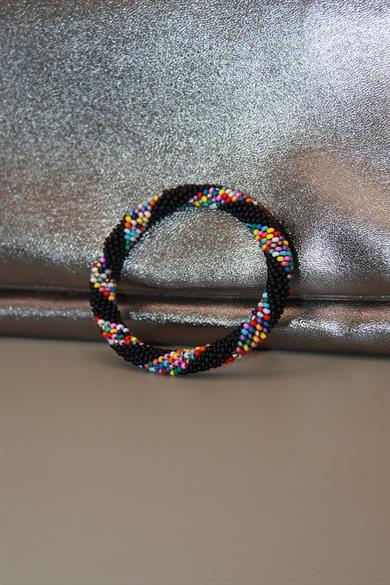 Knitted Handmade Bracelet Multicoloured Black