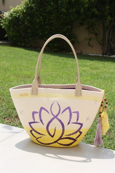 Lotus Power Handmade Tote Bag